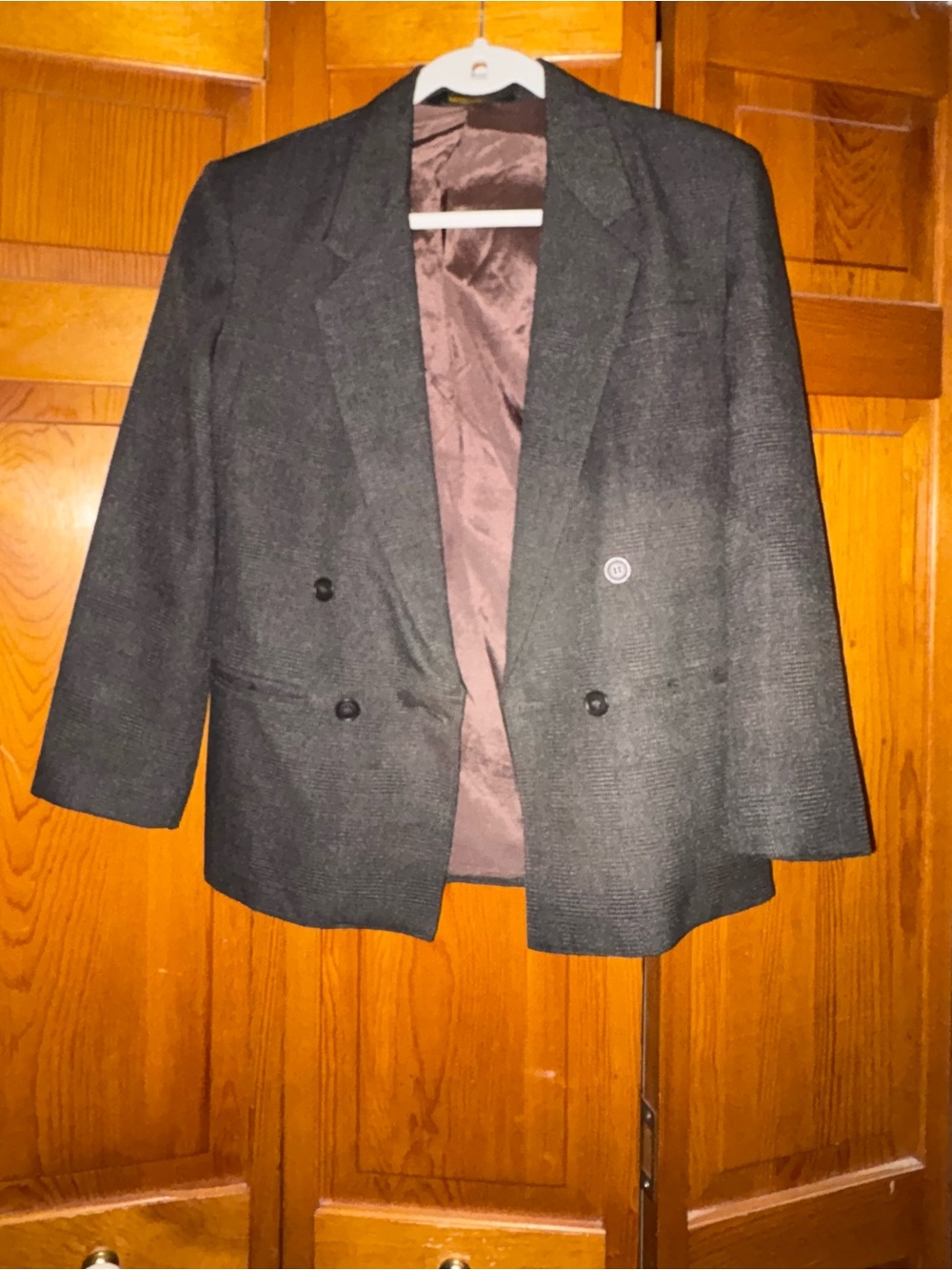 Classic Women's Dark Gray Double-Breasted Blazer Unknown Brand